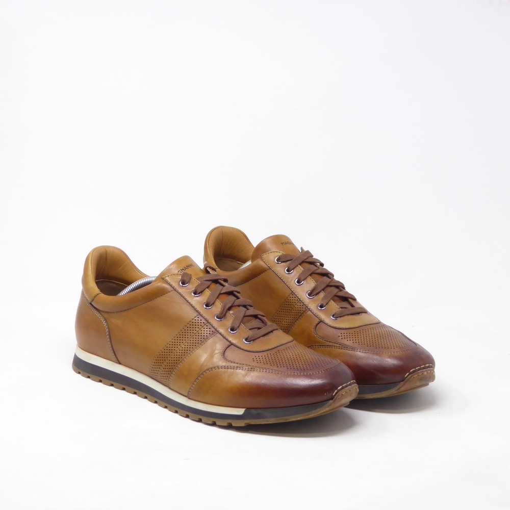 Magnanni Mens Lizandro Sneakers Brown Leather Perforated Lace Up Size 13